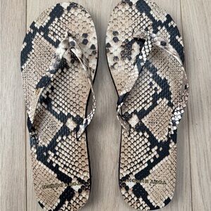 Tory Burch Brown and Black Snake Pattern Sandals